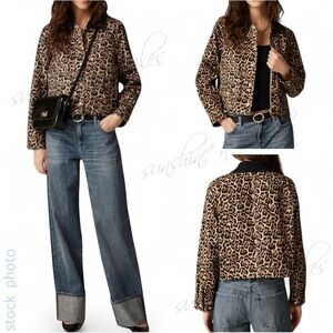 JCREW J.Crew SHORT BARN JACKET Leopard Print Cropped Cotton Canvas #CK486 ~SMALL
